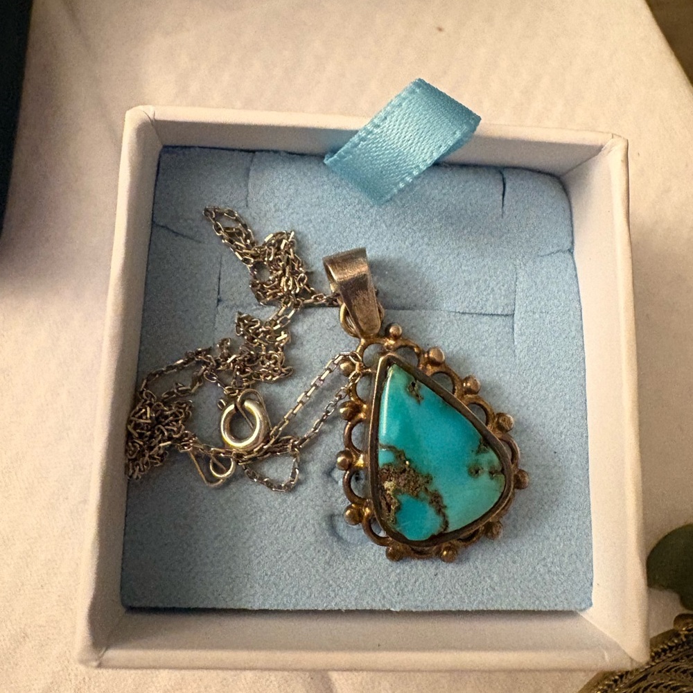 Antique Turquoise Pendant Necklace